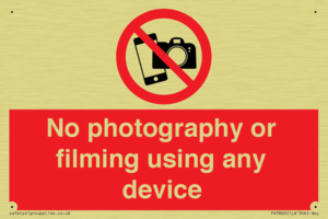 No photography or filming using any device